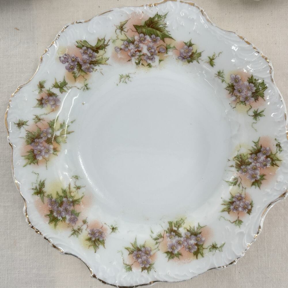 Antique Hermann Ohme Silesia Porcelain Plates Lot 8 Floral Gilt Mismatched Set - Picture 7 of 16